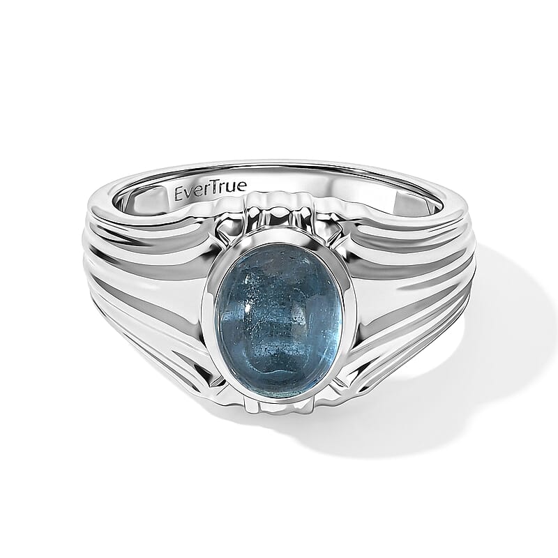 EverTrue Santa Maria Aquamarine 2.60 ctw Men's Ring in Platinum Bond (Size 9.0)