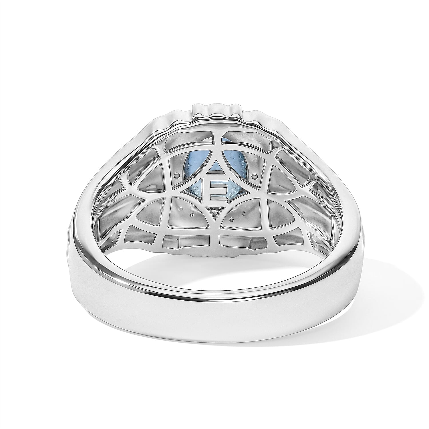 EverTrue Santa Maria Aquamarine 2.60 ctw Men's Ring in Platinum Bond (Size 9.0)