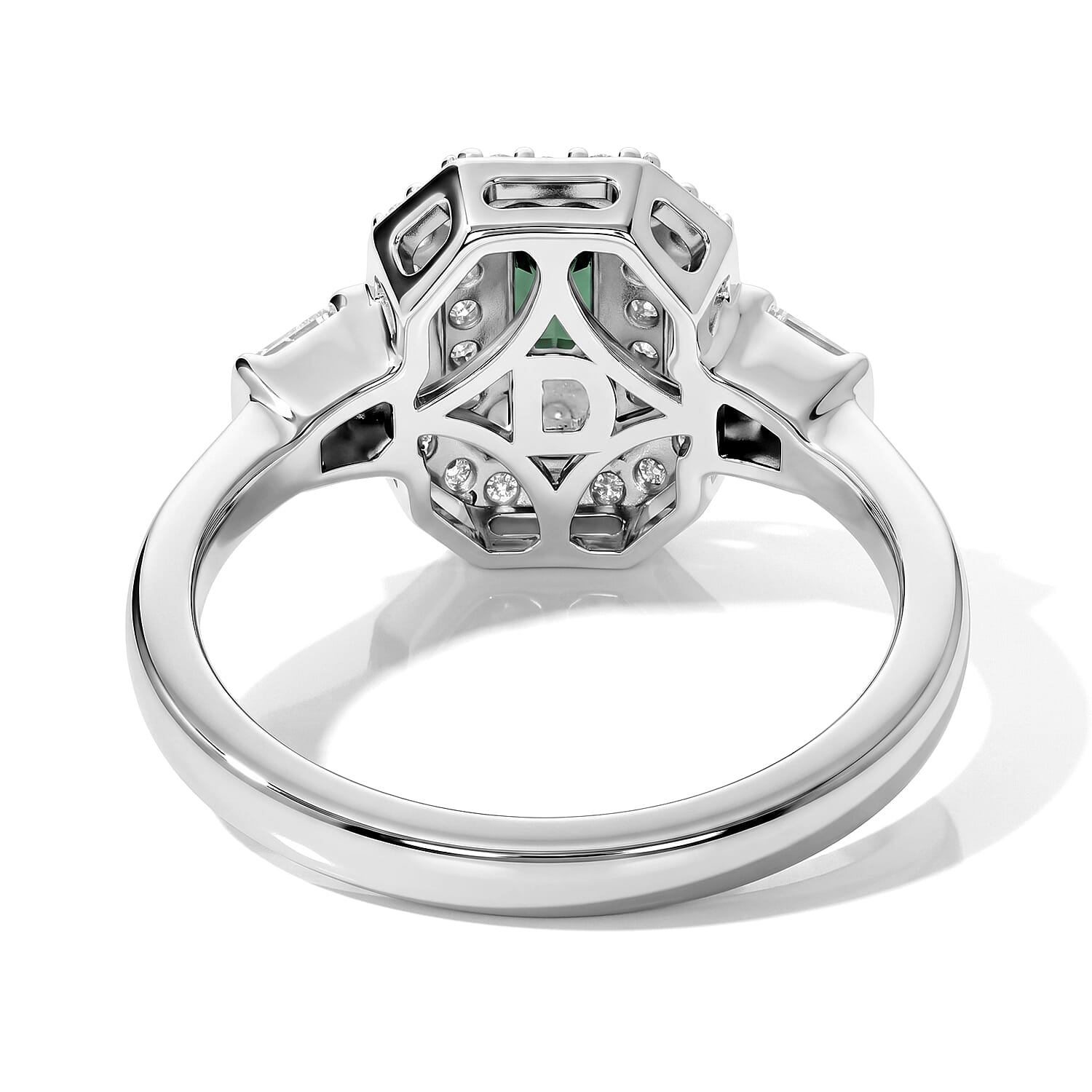 D'Joy AAA Mint Tourmaline and Moissanite 0.75 ctw Ring in Rhodium Over Sterling Silver (Size 6.0)