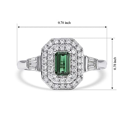 D'Joy AAA Mint Tourmaline and Moissanite 0.75 ctw Ring in Rhodium Over Sterling Silver (Size 6.0)