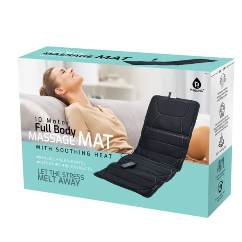 Pursonic 10 Motor Full Body Massage Mat with Soothing Heat- Black