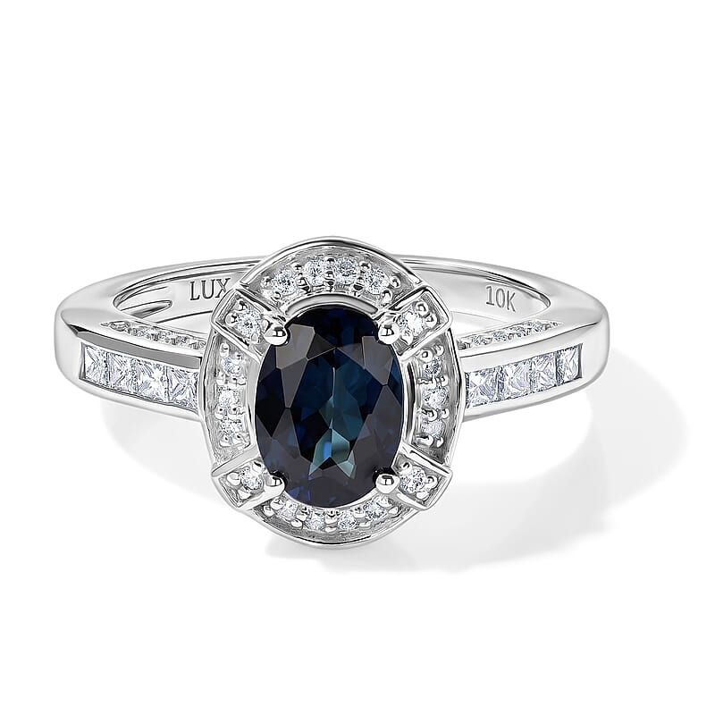 Luxoro AAA Monte Belo Indicolite and Diamond I2 1.50 ctw Ring in 10K White Gold (Size 7.0)