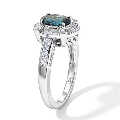 Luxoro AAA Monte Belo Indicolite and Diamond I2 1.50 ctw Ring in 10K White Gold (Size 7.0)