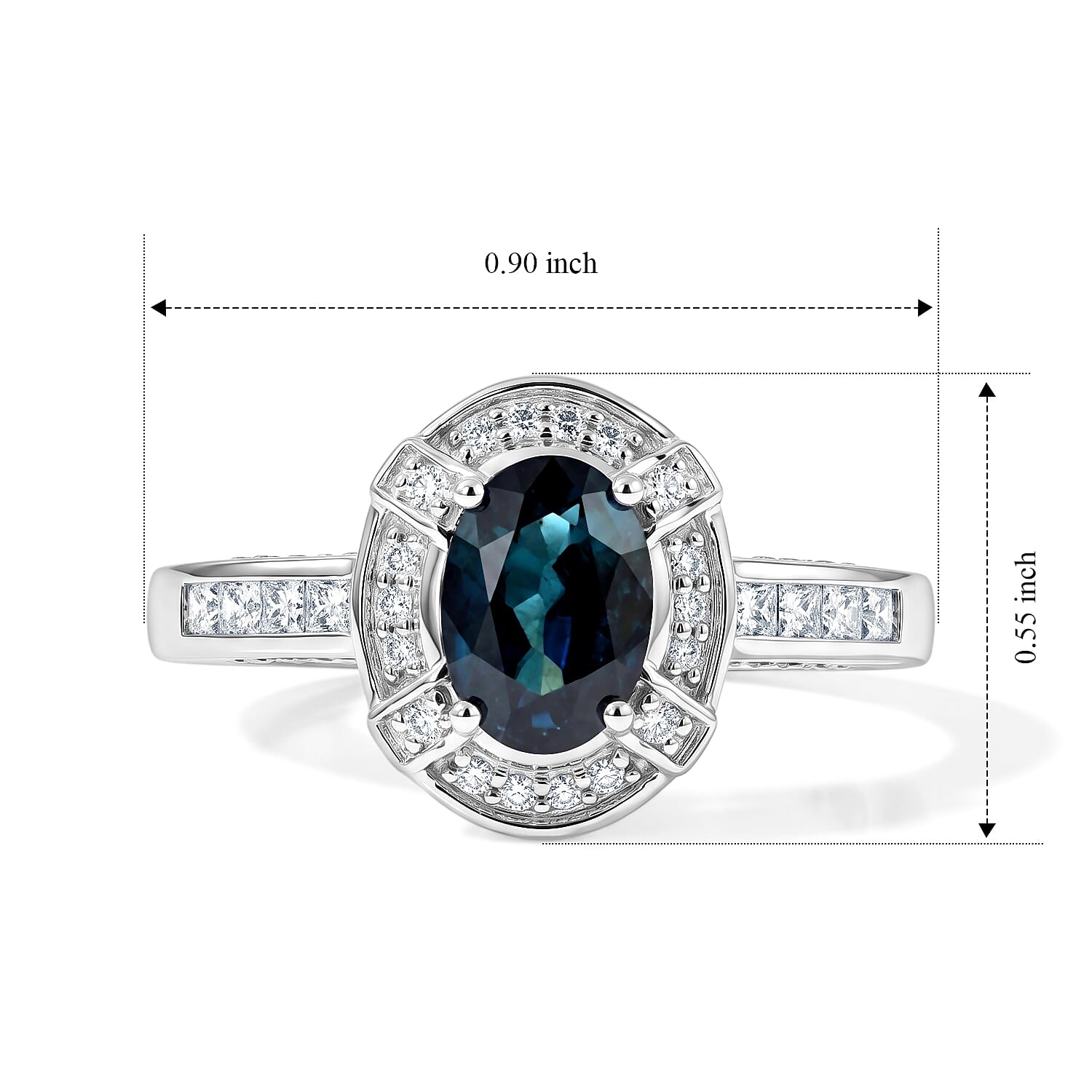 Luxoro AAA Monte Belo Indicolite and Diamond I2 1.50 ctw Ring in 10K White Gold (Size 7.0)