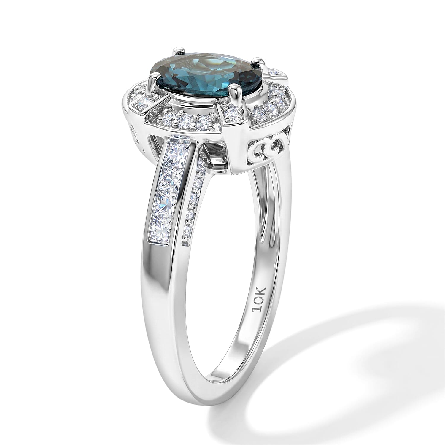 Luxoro AAA Monte Belo Indicolite and Diamond I2 1.50 ctw Imperial Halo Ring in 10K White Gold (Size 8.0)
