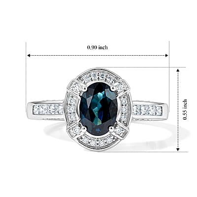 Luxoro AAA Monte Belo Indicolite and Diamond I2 1.50 ctw Imperial Halo Ring in 10K White Gold (Size 8.0)