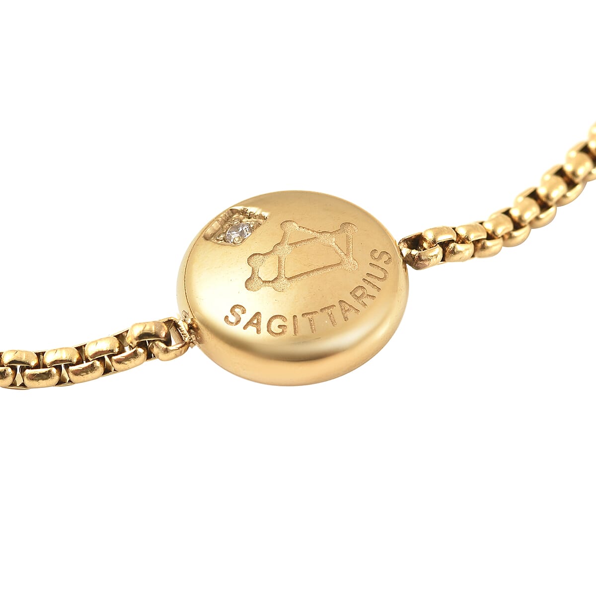 Sagittarius Zodiac Jewelry Gift Box with Austrian Crystal Constellation Bolo Bracelet in ION Plated YG Stainless Steel image number 3