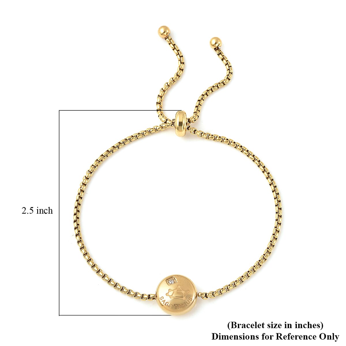 Sagittarius Zodiac Jewelry Gift Box with Austrian Crystal Constellation Bolo Bracelet in ION Plated YG Stainless Steel image number 5