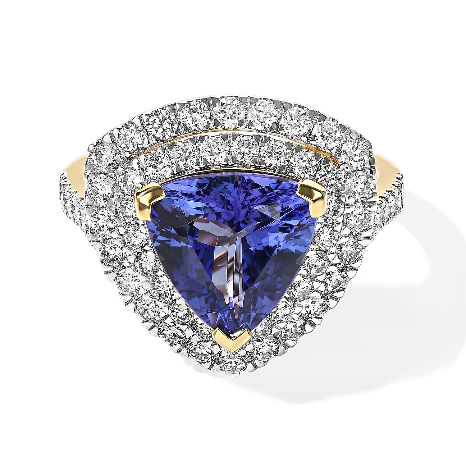 Certified & Appraised AAA Tanzanite and Luxuriant Lab Grown Diamond G-H SI 4.50 ctw Ring in 10K Yellow Gold (Size 6.0)