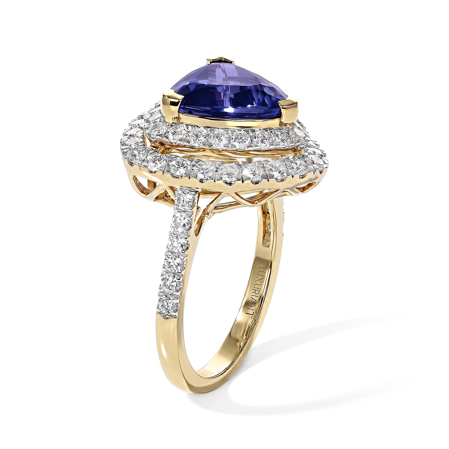 Certified & Appraised AAA Tanzanite and Luxuriant Lab Grown Diamond G-H SI 4.50 ctw Ring in 10K Yellow Gold (Size 6.0)