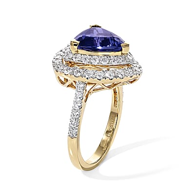 Certified & Appraised AAA Tanzanite and Luxuriant Lab Grown Diamond G-H SI 4.50 ctw Ring in 10K Yellow Gold (Size 6.0)