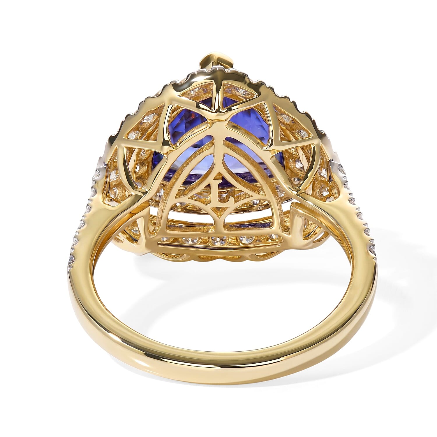 Certified & Appraised AAA Tanzanite and Luxuriant Lab Grown Diamond G-H SI 4.50 ctw Ring in 10K Yellow Gold (Size 6.0)