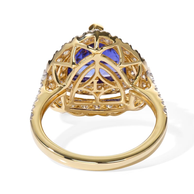 Certified & Appraised AAA Tanzanite and Luxuriant Lab Grown Diamond G-H SI 4.50 ctw Ring in 10K Yellow Gold (Size 6.0)