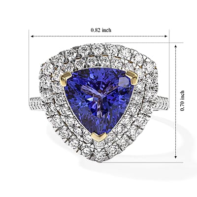 Certified & Appraised AAA Tanzanite and Luxuriant Lab Grown Diamond G-H SI 4.50 ctw Ring in 10K Yellow Gold (Size 6.0)