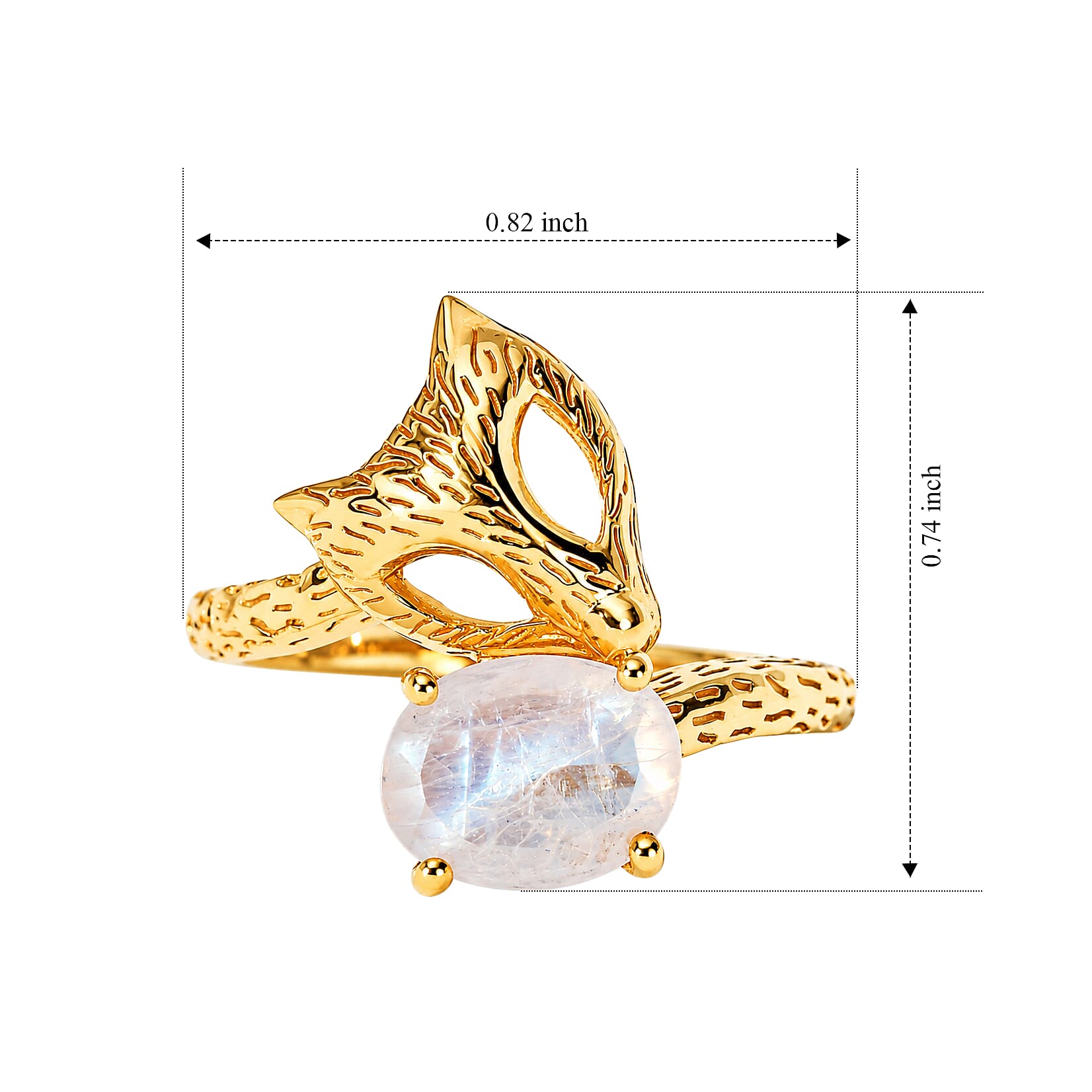 GP Trionfo Collection Premium Rainbow Moonstone 1.90 ctw Ring in 18K Vermeil Yellow Gold Over Sterling Silver (Size 6.0)