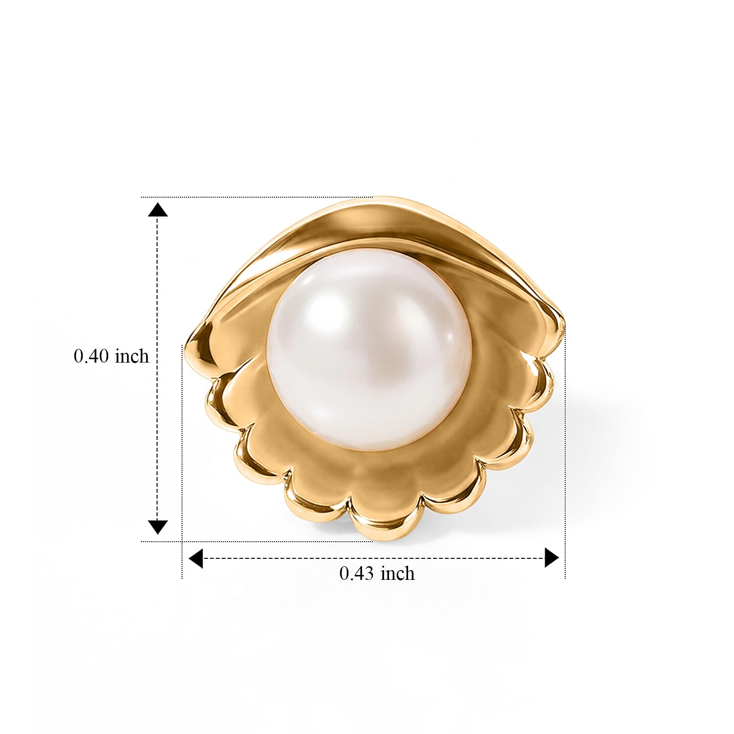 GP Fresh Water Pearl Solitaire Stud Earrings in 18K Vermeil Yellow Gold Over Sterling Silver