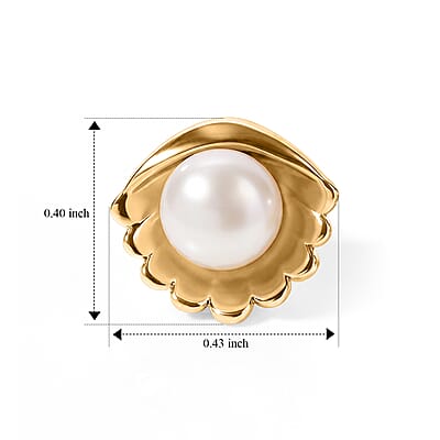 GP Fresh Water Pearl Solitaire Stud Earrings in 18K Vermeil Yellow Gold Over Sterling Silver