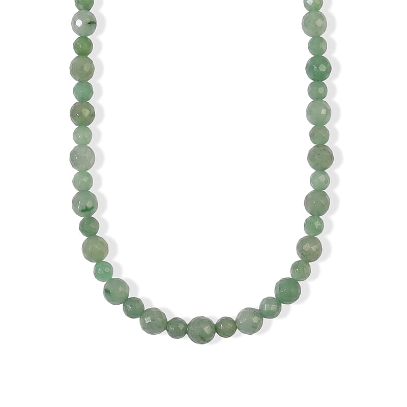 EverTrue Green Aventurine 165.00 ctw Beaded Necklace in Stainless Steel 20 Inches