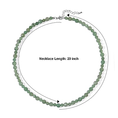 EverTrue Green Aventurine 165.00 ctw Beaded Necklace in Stainless Steel 20 Inches