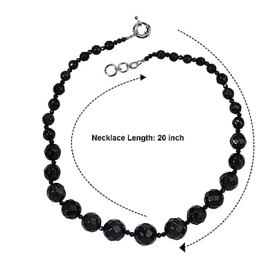EverTrue Blue Sandstone 410.00 ctw Beaded Necklace in Platinum Bond 20 Inches