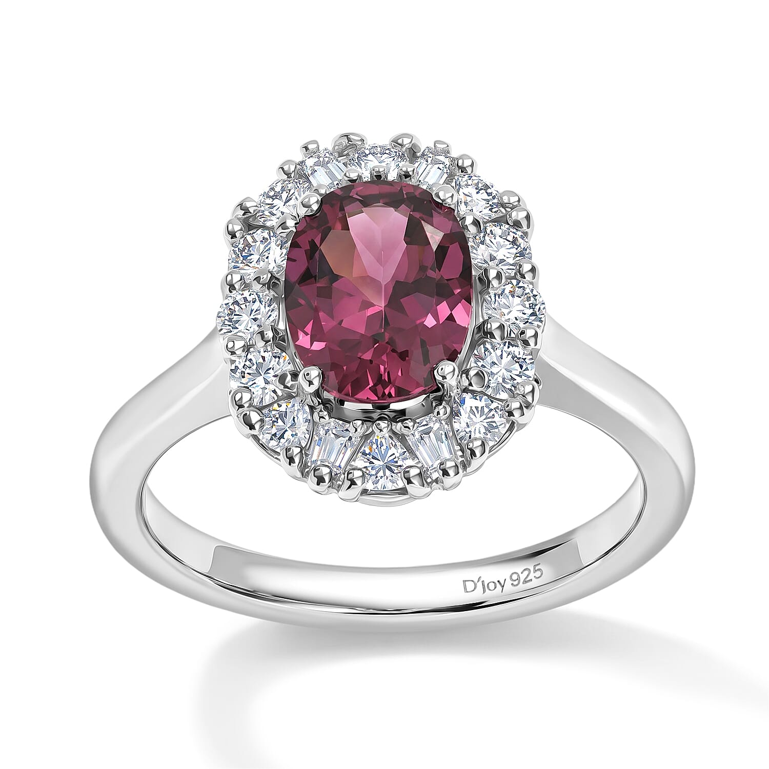 D'Joy Premium Usambara Color Change Garnet and Moissanite 2.10 ctw Ring in Rhodium Over Sterling Silver (Size 6.0)
