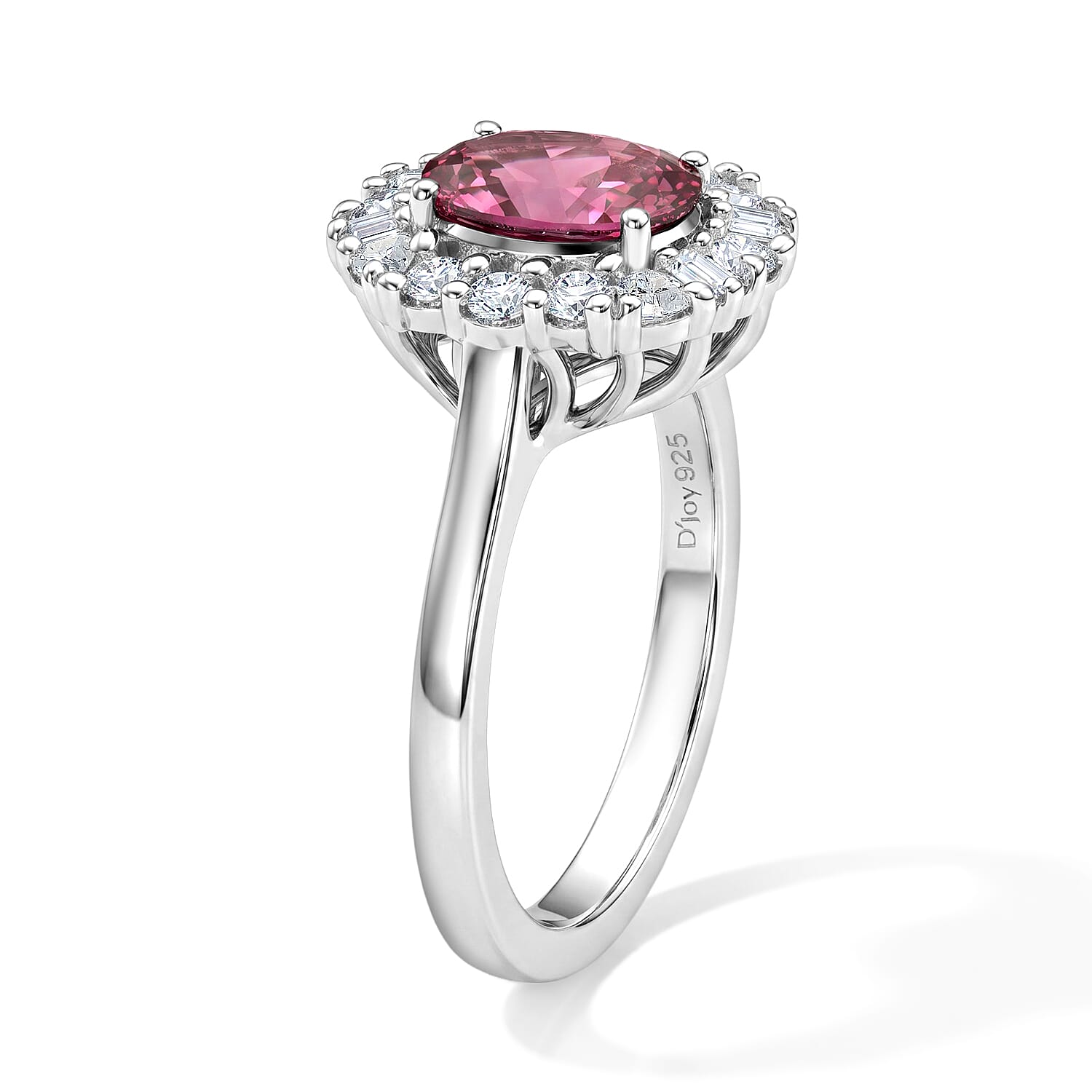 D'Joy Premium Usambara Color Change Garnet and Moissanite 2.10 ctw Ring in Rhodium Over Sterling Silver (Size 6.0)