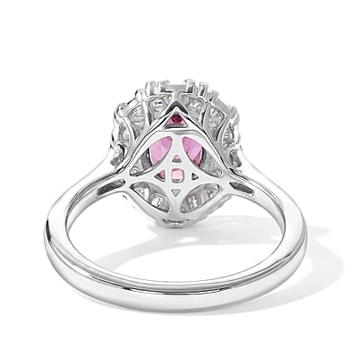 D'Joy Premium Usambara Color Change Garnet and Moissanite 2.10 ctw Ring in Rhodium Over Sterling Silver (Size 6.0)