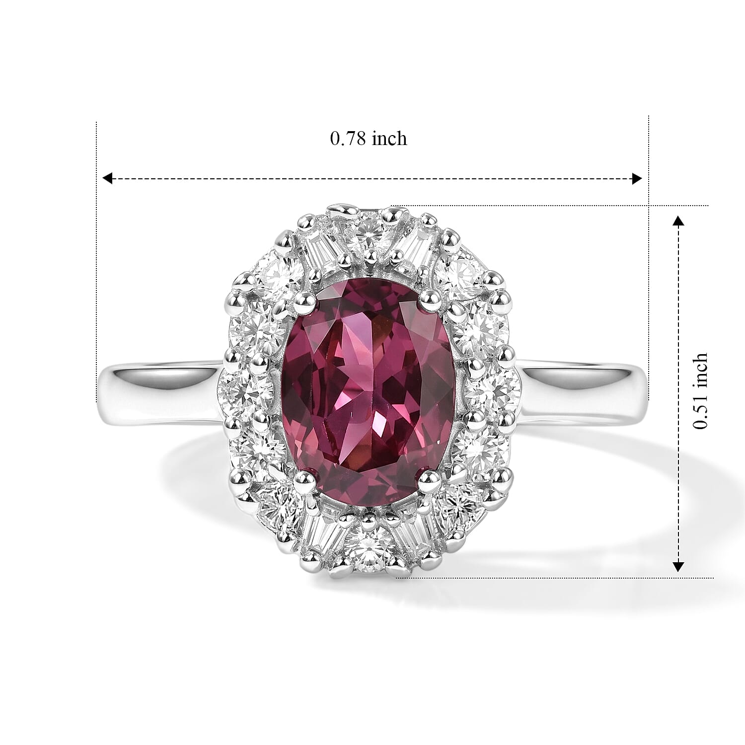 D'Joy Premium Usambara Color Change Garnet and Moissanite 2.10 ctw Ring in Rhodium Over Sterling Silver (Size 6.0)