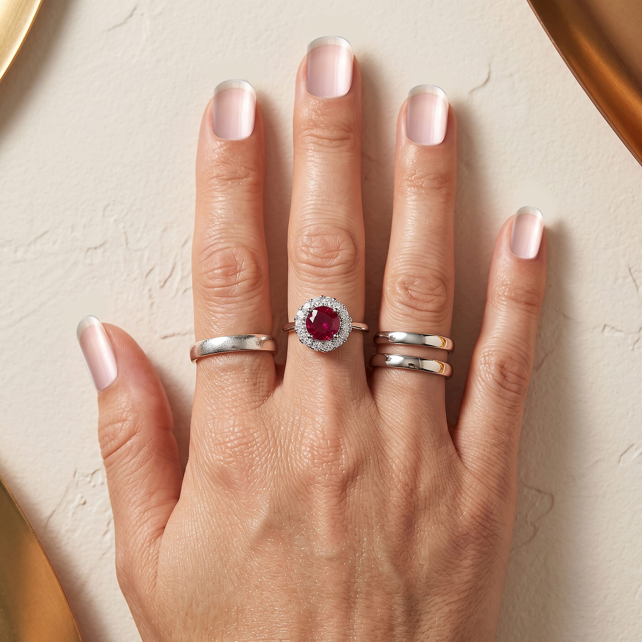 D'Joy Premium Usambara Color Change Garnet and Moissanite 2.20 ctw Ring in Rhodium Over Sterling Silver (Size 6.0)