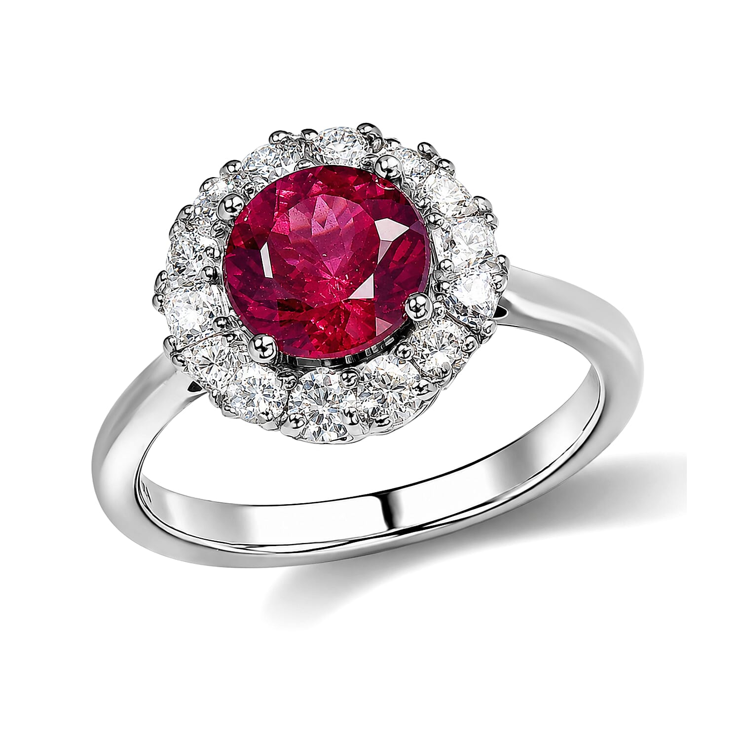 D'Joy Premium Usambara Color Change Garnet and Moissanite 2.20 ctw Ring in Rhodium Over Sterling Silver (Size 6.0)