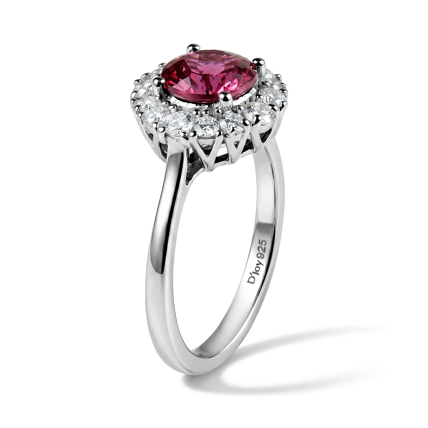 D'Joy Premium Usambara Color Change Garnet and Moissanite 2.20 ctw Ring in Rhodium Over Sterling Silver (Size 6.0)
