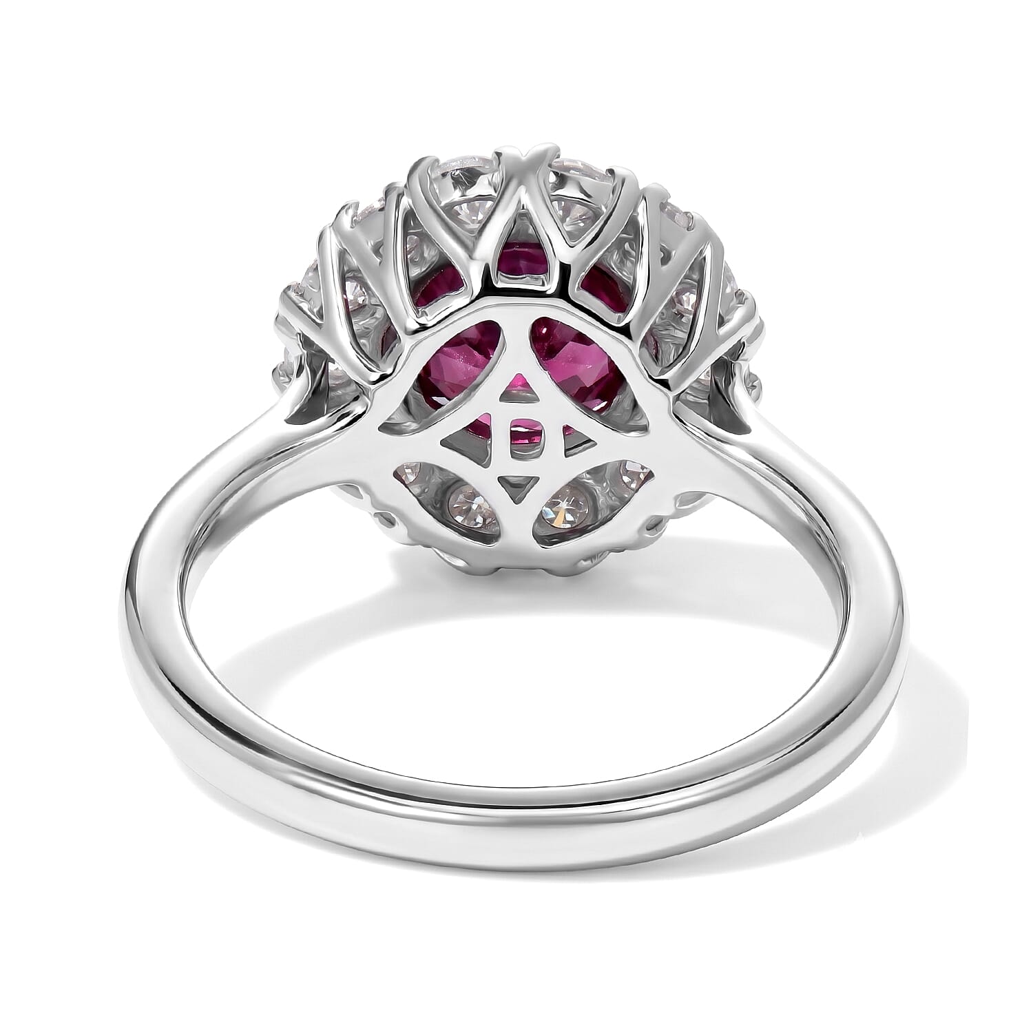 D'Joy Premium Usambara Color Change Garnet and Moissanite 2.20 ctw Ring in Rhodium Over Sterling Silver (Size 6.0)