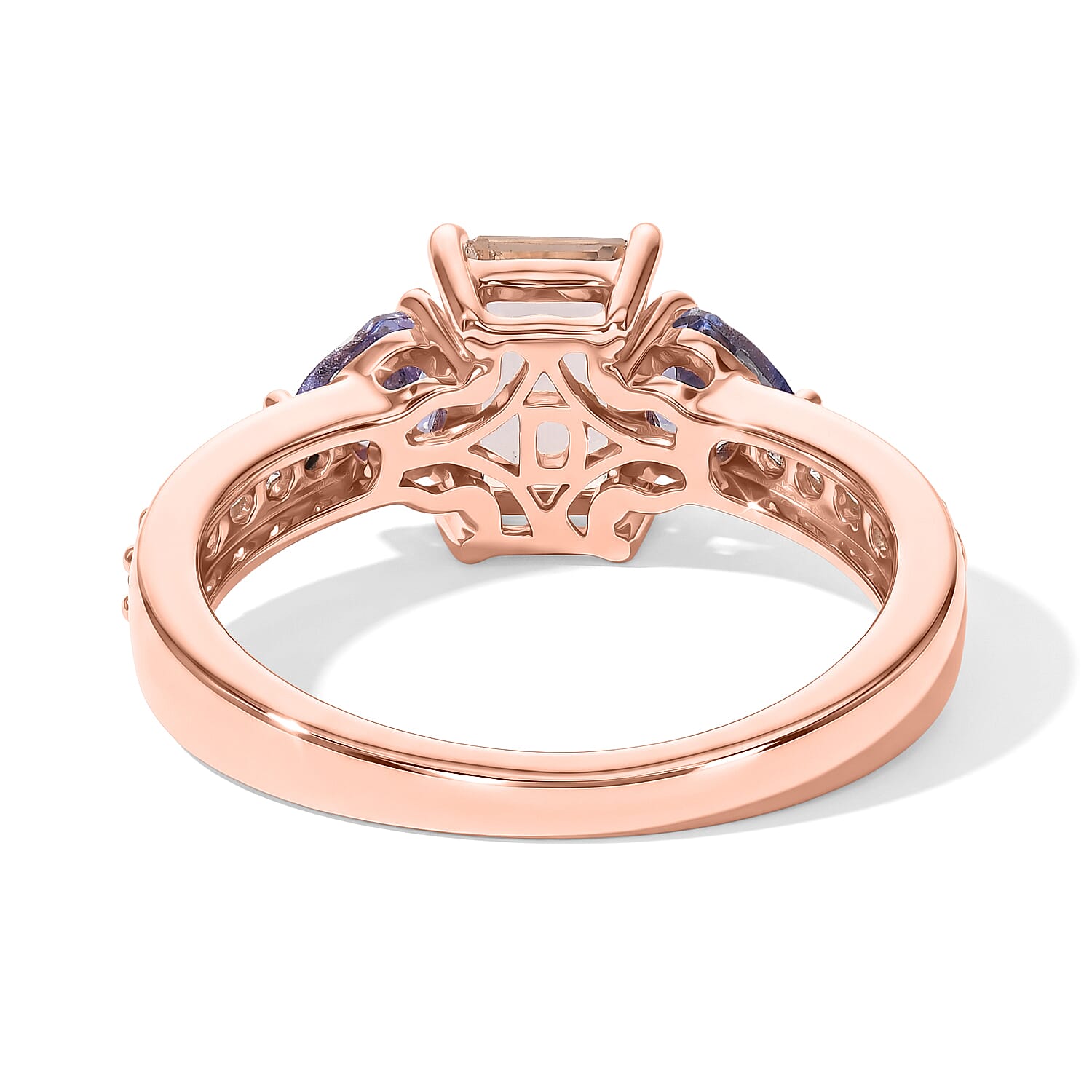 D'Joy Premium Marropino Morganite and Multi Gemstone 1.75 ctw Ring in 18K Vermeil Rose Gold Over Sterling Silver (Size 6.0)