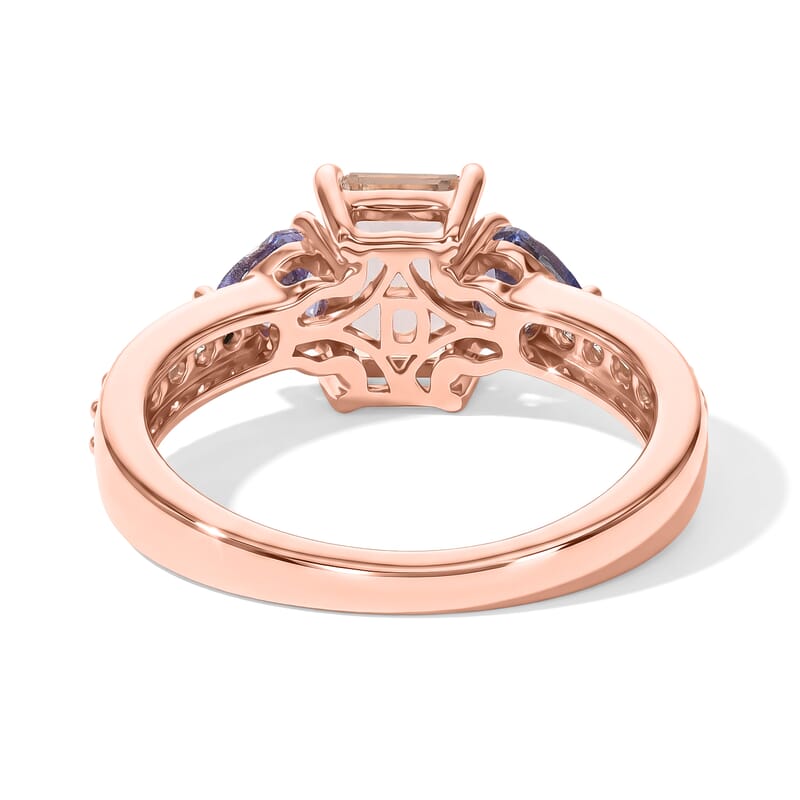 D'Joy Premium Marropino Morganite and Multi Gemstone 1.75 ctw Ring in 18K Vermeil Rose Gold Over Sterling Silver (Size 6.0)