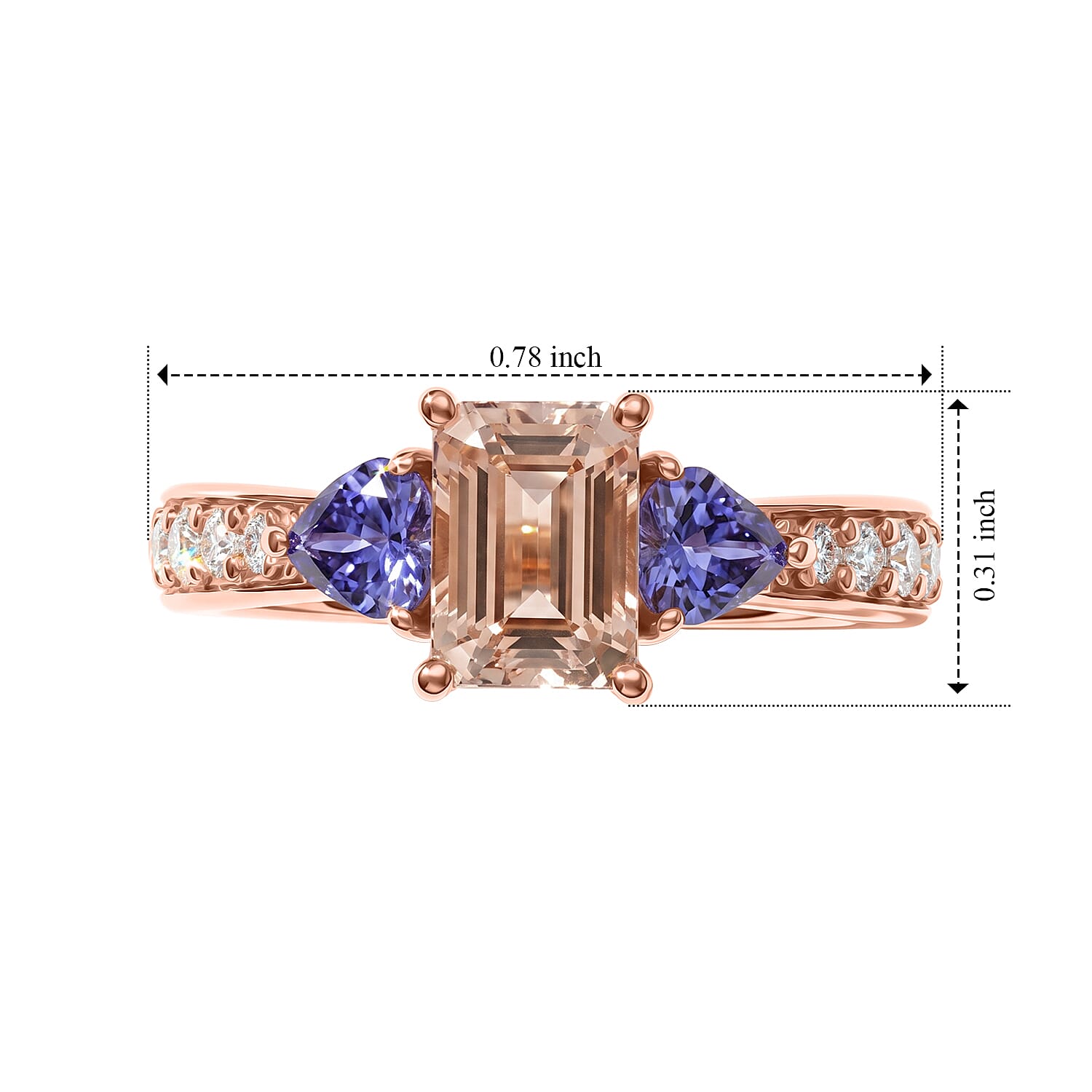 D'Joy Premium Marropino Morganite and Multi Gemstone 1.75 ctw Ring in 18K Vermeil Rose Gold Over Sterling Silver (Size 6.0)