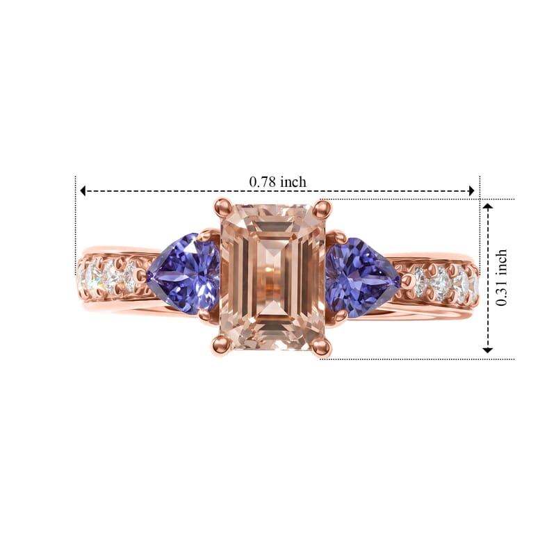 D'Joy Premium Marropino Morganite and Multi Gemstone 1.75 ctw Ring in 18K Vermeil Rose Gold Over Sterling Silver (Size 6.0)