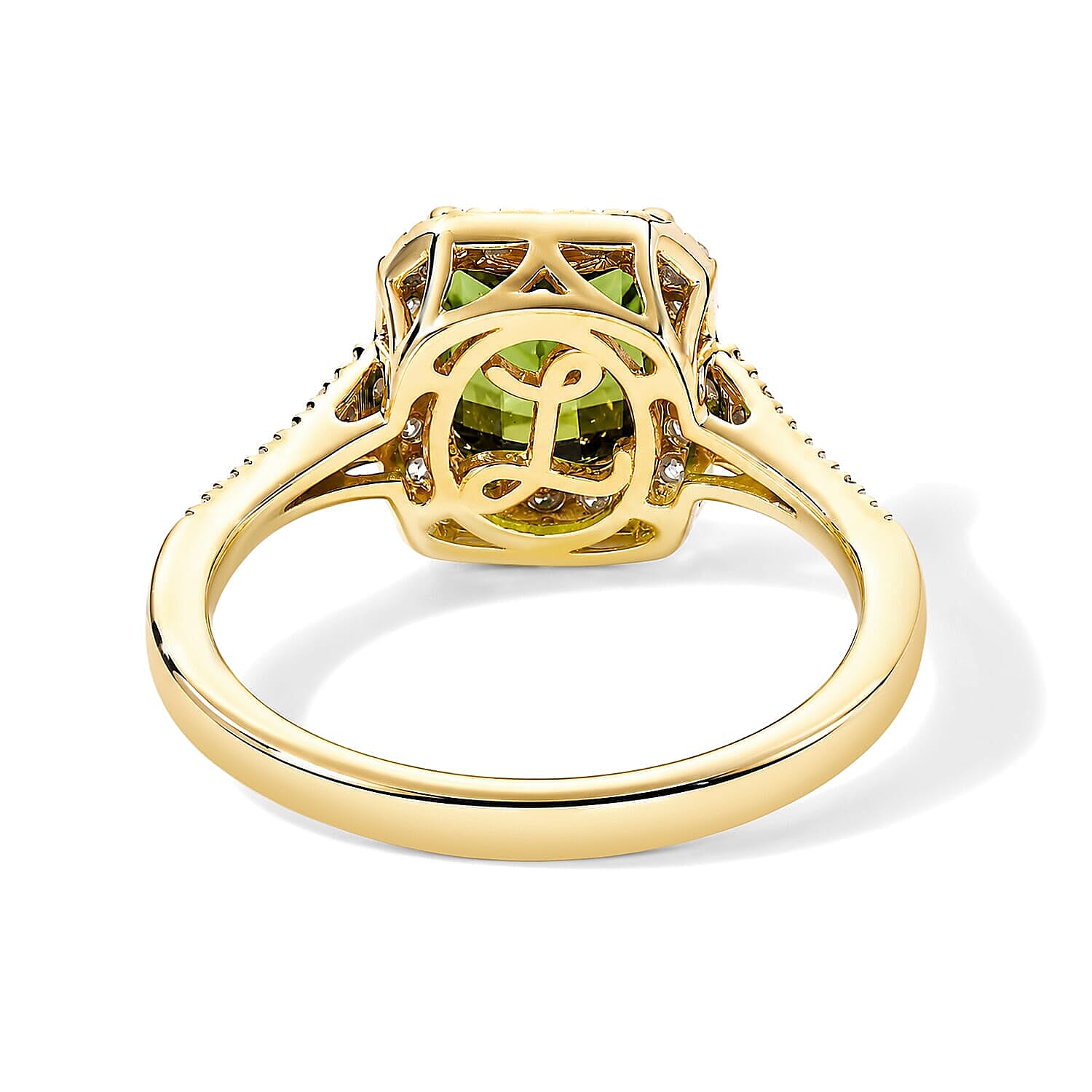 Luxoro AAA Sapo Green Tourmaline and Diamond I2 2.35 ctw Midnight Regent Ring in 10K Yellow Gold (Size  6.0)