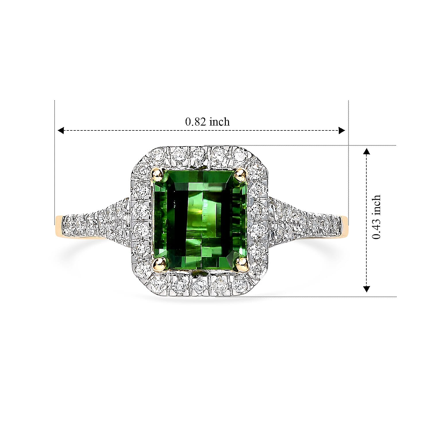 Luxoro AAA Sapo Green Tourmaline and Diamond I2 2.35 ctw Midnight Regent Ring in 10K Yellow Gold (Size  6.0)