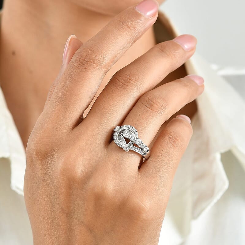 Luxuriant Lab Grown Diamond G-H SI 1.00 ctw Bond Collection Ring in Rhodium Over Sterling Silver (Size 5.0)