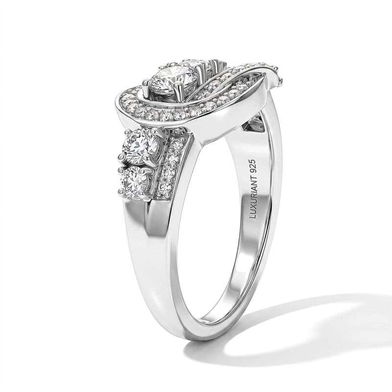 Luxuriant Lab Grown Diamond G-H SI 1.00 ctw Bond Collection Ring in Rhodium Over Sterling Silver (Size 5.0)