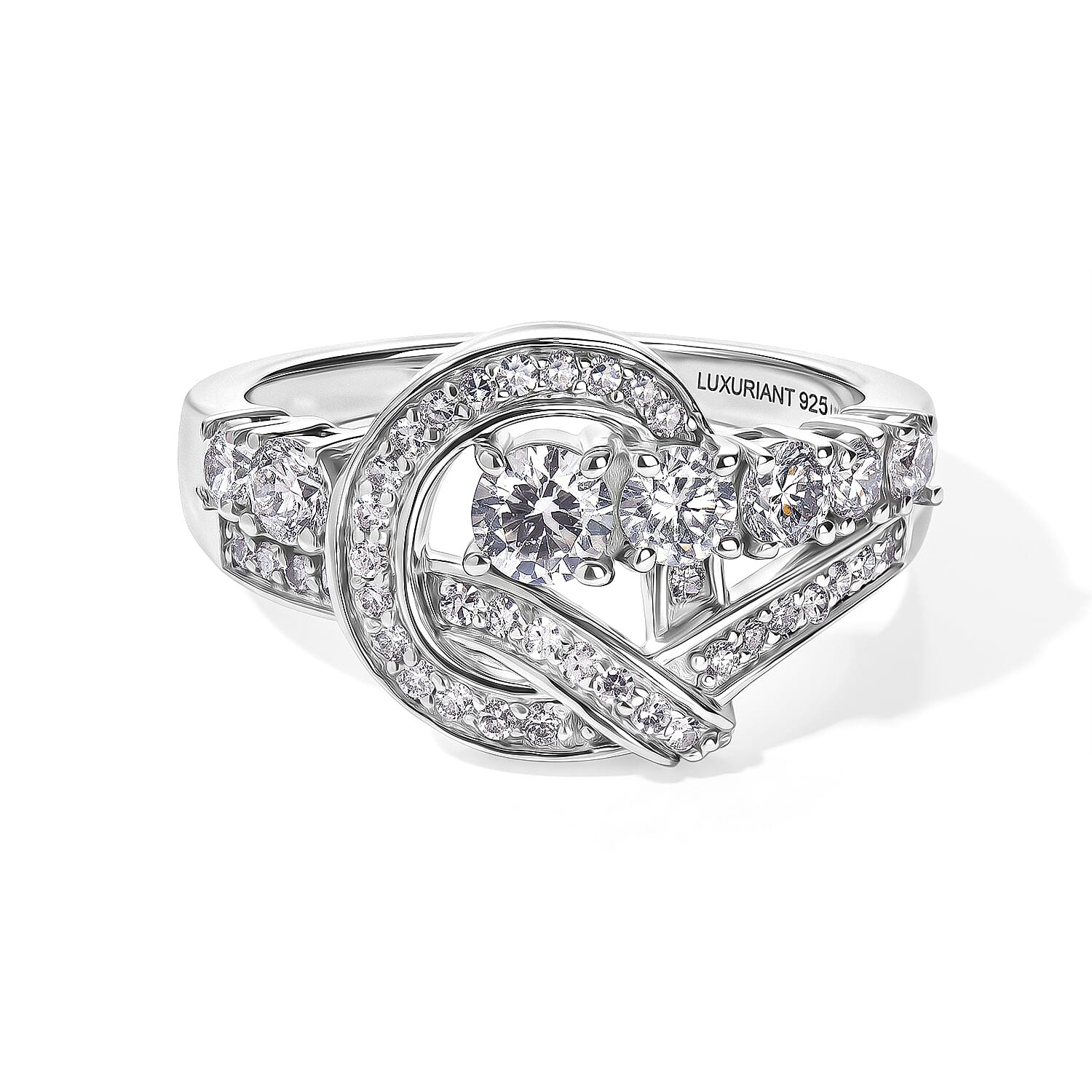 Bond Collection Luxuriant Lab Grown Diamond (G-H, SI) Ring in Rhodium Over Sterling Silver (Size 10.0) 1.00 ctw