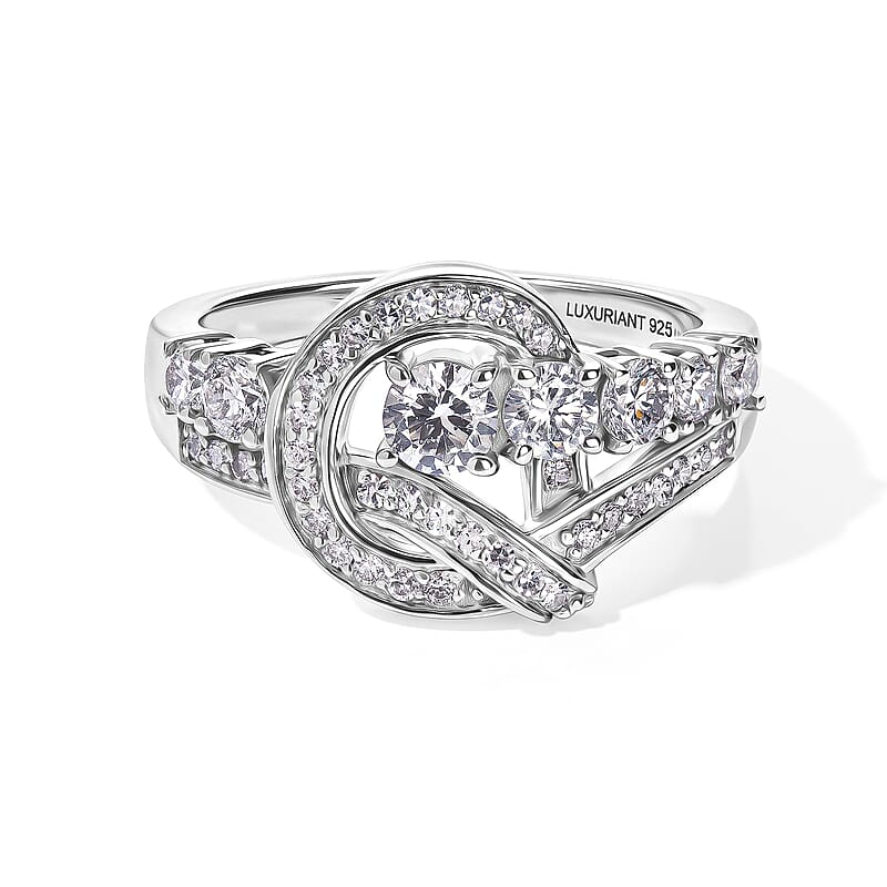 Luxuriant Lab Grown Diamond G-H SI 1.00 ctw Bond Collection Ring in Rhodium Over Sterling Silver (Size 6.0)