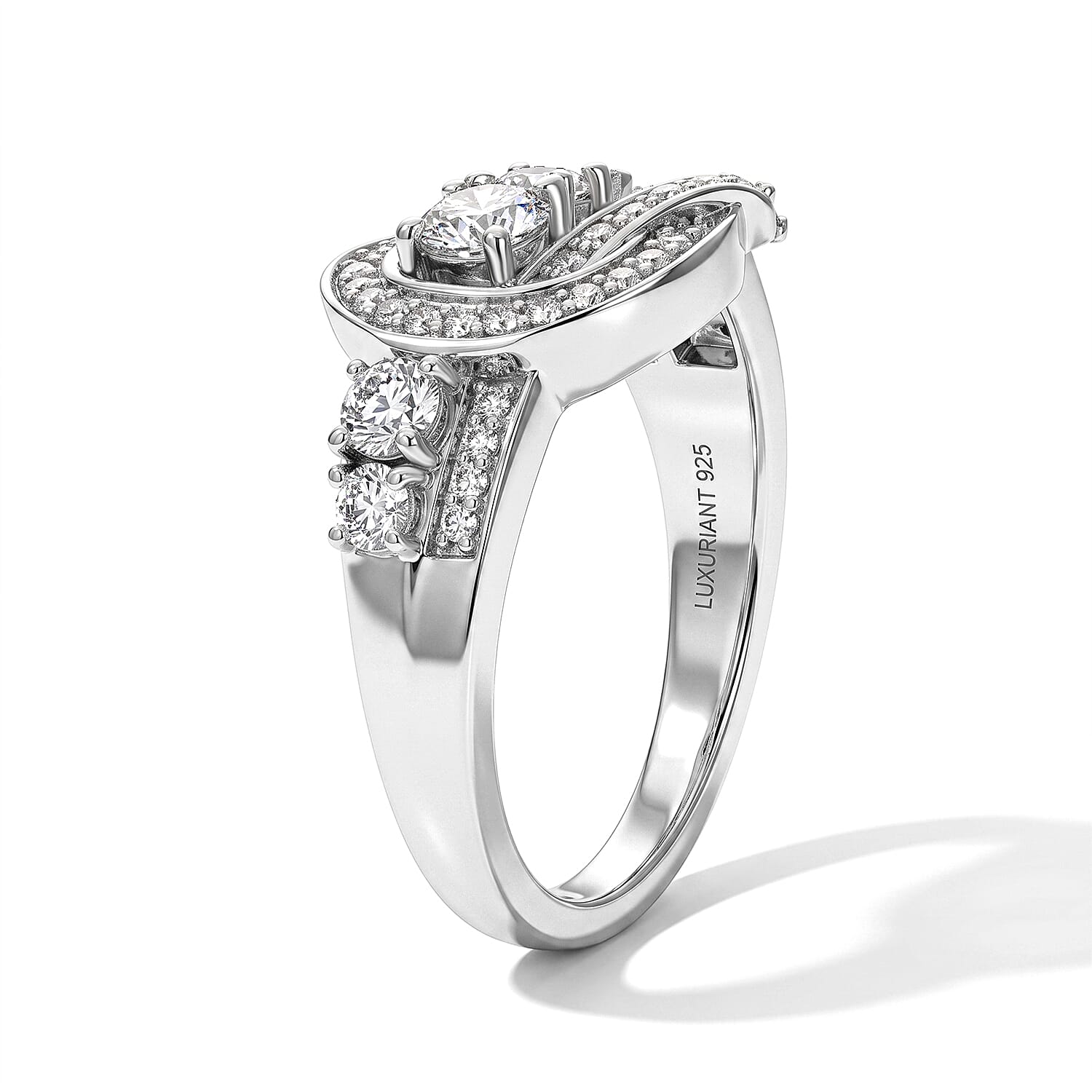 Luxuriant Lab Grown Diamond G-H SI 1.00 ctw Bond Collection Ring in Rhodium Over Sterling Silver (Size 6.0)