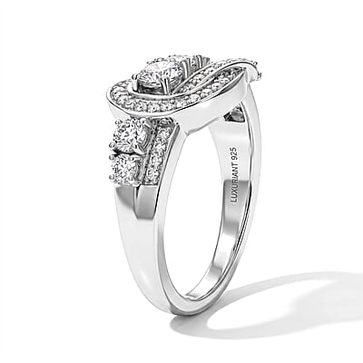 Luxuriant Lab Grown Diamond G-H SI 1.00 ctw Bond Collection Ring in Rhodium Over Sterling Silver (Size 6.0)