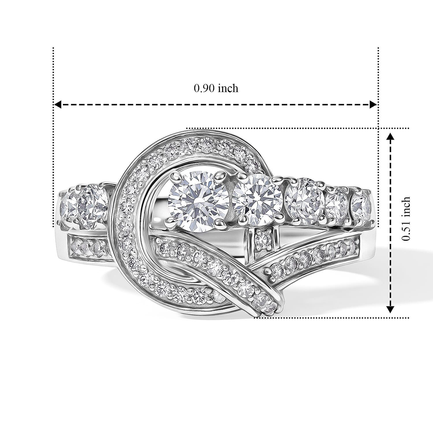 Luxuriant Lab Grown Diamond G-H SI 1.00 ctw Bond Collection Ring in Rhodium Over Sterling Silver (Size 6.0)