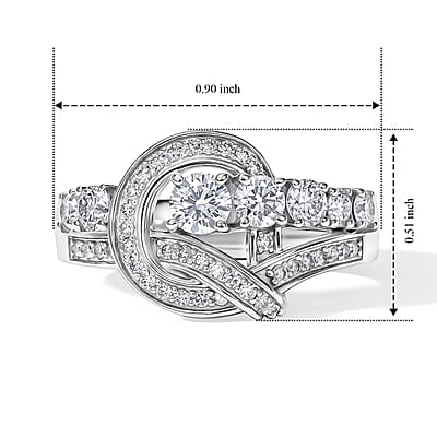 Luxuriant Lab Grown Diamond G-H SI 1.00 ctw Bond Collection Ring in Rhodium Over Sterling Silver (Size 6.0)