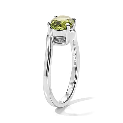 D'Joy Premium Hebei Peridot 1.35 ctw Band Ring in Rhodium Over Sterling Silver (Size 10.0)