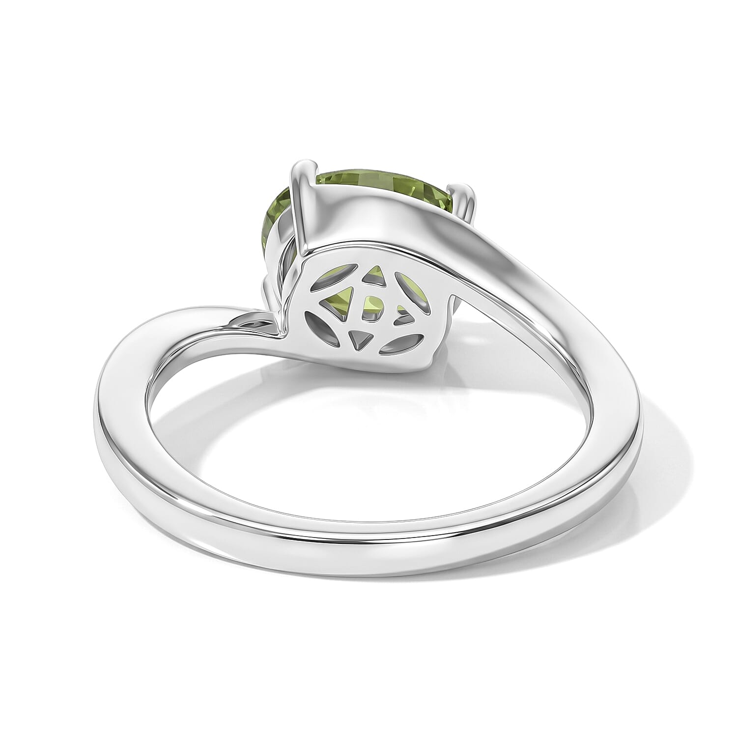 D'Joy Premium Hebei Peridot 1.35 ctw Band Ring in Rhodium Over Sterling Silver (Size 10.0)