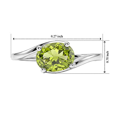 D'Joy Premium Hebei Peridot 1.35 ctw Band Ring in Rhodium Over Sterling Silver (Size 10.0)