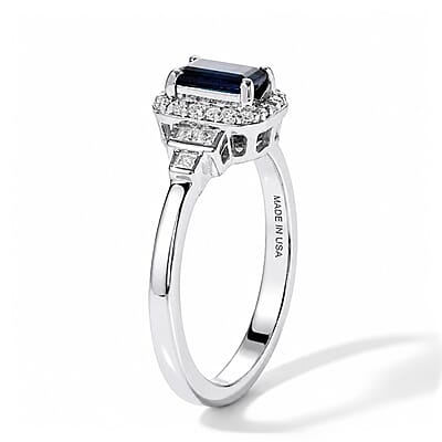 D'Joy AAA Monte Belo Indicolite and Moissanite 0.90 ctw Ring in Rhodium Over Sterling Silver (Size 7.0)